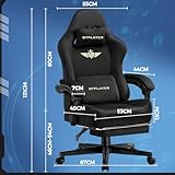 GTPLAYER Gaming Chair Fabric with Pocket Spring Cushion, Big and Tall Gaming Chair 350LBS High Back Computer Chair with Footrest for Adults Lumbar Support Swivel Game Chair for Office Gaming Black