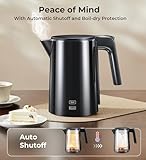 Electric Kettle, Double Wall Stainless Steel Cool Touch Water Boiler Heater, 7 Temperature Control Teapot, 4H Keep Warm, 1.0L 1200W Fast Heat with Auto Shut-Off, Boil-Dry Proof Coffee Tea Pot, Black