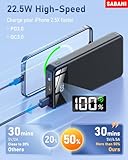 SABANI Portable Charger 35000mAh Power Bank - Portable Battery with 4 Built in Cables, 22.5W Fast Charging Battery Pack Compatible with iPhone 16 15 14 13 Samsung Android Phone etc (1 Pack, Black)