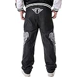 LUOBANIU Men's Black Baggy Jeans Hip Hop Jeans Loose fit 90s Vintage Cargo Pants Denim Pants Fashion Dance Skater Skateboard Pants (801Black, 36)