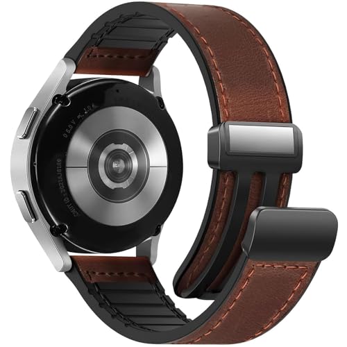 WestEagle Magnetic Leather Band Compatible with Samsung Galaxy Watch 7/6/5/4/Active 2 40mm 44mm/Watch 6 Classic 43mm 47mm/Watch 5 Pro 45mm/Watch 4 Classic 42mm 46mm, 20mm Strap for Men