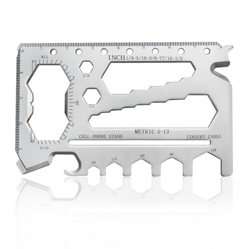 ANBSHUN 40-in-1 Credit Card Multitool – TSA Compliant EDC Tool Card, Slim Pocket Survival Wallet Tool(Silver, Single)
