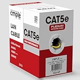 Cmple - Cat5e Ethernet Cable 1000ft Gigabit Network Cat 5e Bulk Unshielded Twisted Pair (UTP), Solid 24AWG CMR 350 MHz Yellow