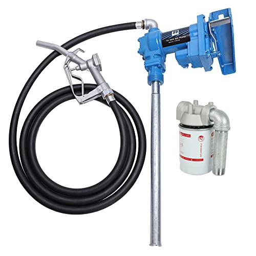SUPERFASTRACING 20GPM 12V Fuel Transfer Pump DC Gasoline with Nozzle Kit for Gas Diesel Kerosene Blue with Particulate Filter
