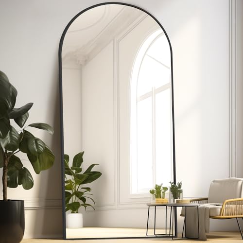 MELOMOIR 76"x34" Large Mirror Full Length, Arched Full Length Mirror with Stand, Large Floor Mirror Free Standing Mirror Full Length for Bedroom, Hanging Standing or Leaning Full Body Mirror, Black
