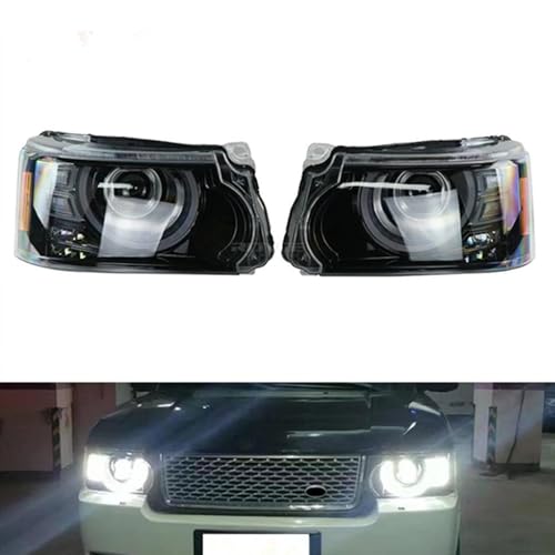 FeAdviancce Pair Defender Style Facelift Front Lamps Headlight Assembly Upgrade For Land Rover Range Rover Vogue L322 2010-2012 Head Lights Driver and Passenger Side with Bulbs