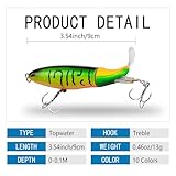 RTGSE 10Pcs Whopper Fishing Lure for Bass Popper Top Water Fishing Lures with Floating Rotating Tail Barb Treble Hooks in Saltwater Freshwater Plopping Lures Kit