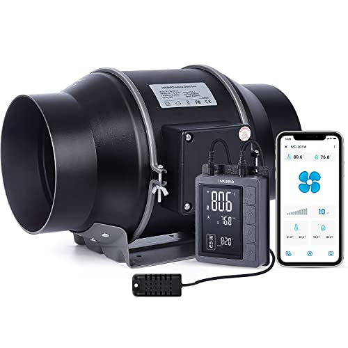 Inkbird WiFi 6” Inline Duct Fan with Temperature Humidity Intelligent Controller IVC-001W, App - Ventilation Exhaust Fan for Heating Cooling Booster, Grow Tents, Hydroponics