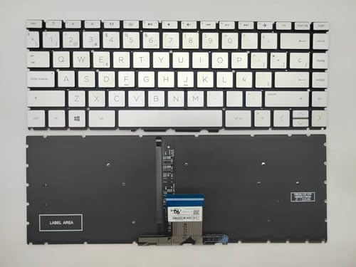 Laptop Replacement Spanish Layout Keyboard for HP 14-CK 14-CD 14-CM 14-DG 14-DQ 14s-DQ 240 G7 245 G7 246 G7.Pavilion X360 14-CD 14-DH.Pavilion 14-CE Silver with Backlit