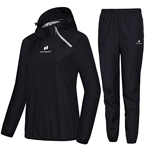 HOTSUIT Sauna Suit Women Weight Loss Boxing Gym Sweat Suits Workout Jacket, Black, 5XL