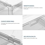 HYBRIDEAS 3-Pack Clear Stackable Storage Bins with Lids Magnetic Doors Open Front Foldable Folding Plastic Craft Containers Large Closet Organizers Box for Bedrooms Living Rooms Study Kids' Toys 24 QT