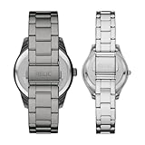 Relic by Fossil Three-Hand Date Gunmetal & Silver-Tone Stainless Steel His and Hers Watch Gift Set (Model: ZR97015)