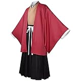 TMSREBU Tsugikuni Yoriichi Cosplay Costume Red Robe Kimono for Anime Fans (Tsugikuni Yoriichi, XL)