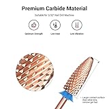 MelodySusie Long Flame Nail Drill Bits, 3/32'' Carbide Tungsten Bits, Suitable for Manicure Pedicure Cuticle Gel Polishing, Beginners Bits, Rose Gold, Series Bit-X, Medium