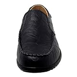 Go Tour Men's Premium Genuine Leather Casual Slip on Loafers Breathable Driving Shoes Fashion Slipper A Black 10.5/46