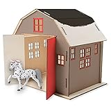 Breyer Horses Stablemates Paint Your Own Barn and Horse Set | 6 Paints Included | 1:32 Scale Horse | Barn 6.75" H x 5.25" W x 7.5" L Craft Set | Model #4245