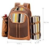 Cididu Picnic Basket Backpack for 4 Person, Bulky Leakproof Picnic Basket Bag with Cutlery Set, Goblet, Fleece Blanket and Napkins, Insulated Cooler Bag for Beach, Camping, Hiking, Travel and BBQs