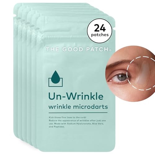 The Good Patch Un-Wrinkle Microdart Anti Wrinkle Patches for Crow’s Feet and Between Eyes, Made with Sodium Hyaluronate, Aloe Vera, Peptides, Clinically Proven (24 Total Microdart Patches)