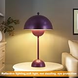 COSYLUX Modern Small Table Lamp for Bedroom, Cute Dome Shade Reflecting Light Reading Lamp for Living Room, Kid's Room, Study, Office, Beside Bedside Nightstand Desk Lamp(Pearl Purple)