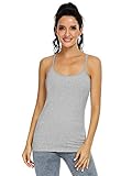 Orrpally Women Cotton Camisole Shelf Bra Cami Tank Tops Adjustable Spaghetti Strap Tank Top 3-Pack Black/White/Gray M