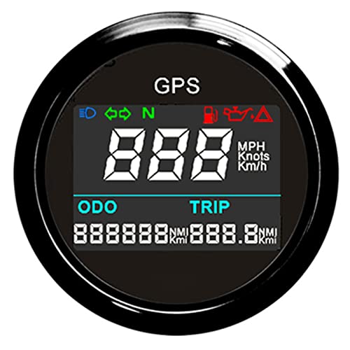 KAOLALI Digital GPS Speedometer LCD Speed Gauge Odometer Adjustable Mileage Trip Counter with GPS Antenna for Auto Motorcycle Car Truck Boat 52mm 9-32V