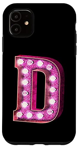 iPhone 11 Retro Funky Marquee Letter D Initial Name Monogram Vintage Case