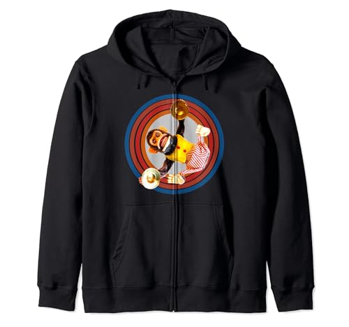 Cymbal Chimp Toy, Jolly Monkey With Cymbals Vintage Retro Zip Hoodie