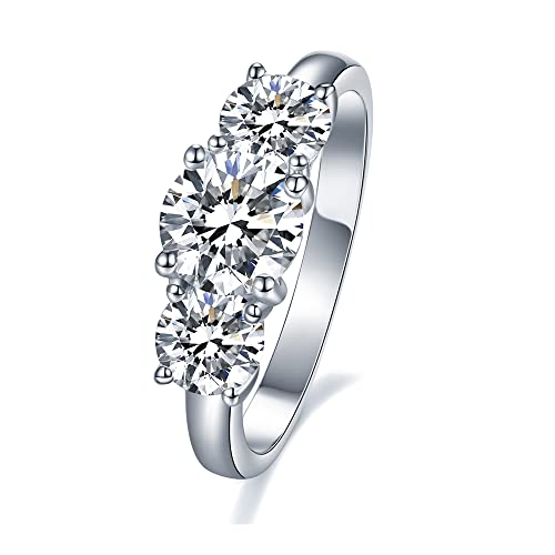 IMOLOVE Moissanite Engagement Ring,Moissanite Rings for Women Couples, 2CT Lab Created Simulated Round Diamond Engagement Rings Size 7