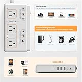 220V to 110V Voltage Converter, TESSAN Universal Travel Adapter with 4 USB Charger (1 USB C), 3 AC Sockets and EU/UK/AU/IT Plug Power Adaptor, Step Down Transformer Outlet Converters for International