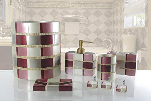 6-Piece Decorative Bathroom Accessory Set Made of Ceramic (Madison Burgundy)