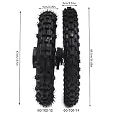 60/100-14 Front Wheel and 80/100-12 Rear Wheel Tire and Rim Kit for Off-Road Bikes, Pit Bikes, Monkey Bikes, 50cc 70cc 90cc Off-Road Pit Bikes