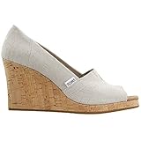 TOMS Women's Classic Espadrille Wedge Sandal, Natural Crosshatch Jacquard, 8