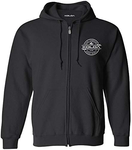 Joe's USA Koloa Thruster Surfboards Logo Full Zipper Hoodie-Black/w-XL