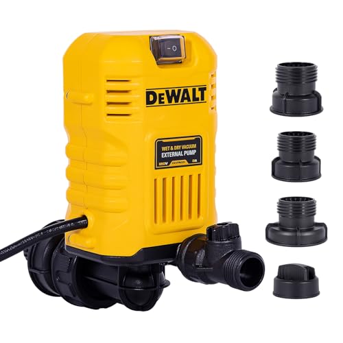 DEWALT Wet Dry Vac External Pump DXVPA101, Shop Vac Accessory for Hard to Reach Areas, 60 Ft Lift, 11 Gal/Min Flow, 19 Ft Cord