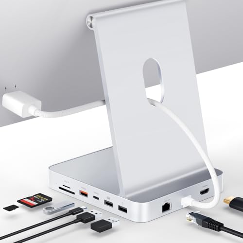 Minisopuru iExpandMate DS802PRO iMac Accessories with 4K@60Hz HDMI, USB C Charging, 2.5GbE, 4TB M.2 SSD Enclosure, USB C Hub for iMac 24 inch M1/M3/M4, iMac Hub with 4 USB, SD/TF, Audio | Silver