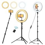 TODI 12" Ring Light with 63" extendable Tripod Stand, Selfie RingLight with Phone Holder and Wireless Remote, 2-in-1 Dimmable LED Ring Light and Selfie Stick for Makeup, Live Stream, Photography