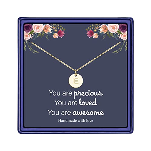 Hidepoo Disc Initial Necklaces Jewelry, Disc Initial Necklace Personalized Gifts Dainty Letter Necklace Alphabet Disc Initial Necklace Jewelry Gifts Birthday Gifts Pendant E