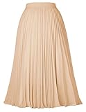 GRACE KARIN Womens Casual A-Line Chiffon Skirts Pleated Swing Skirt Light Khaki M