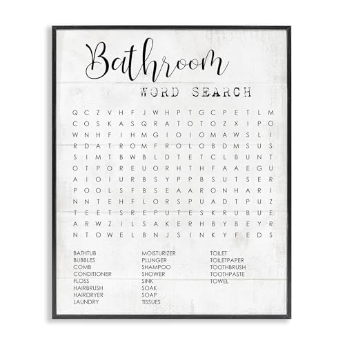 Stupell Industries Bathroom Search Fun Family Word, Design by Daphne Polselli Wall Art, 11 x 14, Black