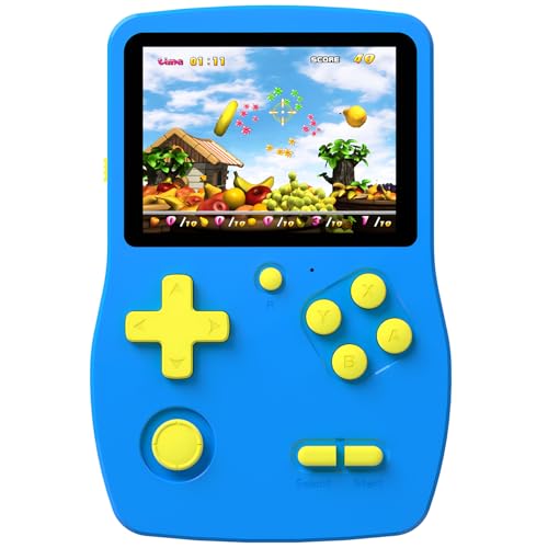 Great Boy 32 Bit Handheld Games Toys for Kids with 139 Video Games Boys Girls Children's 3.0 Inches IPS Screen Rechargeable Gaming Device Preschooler Party Easter Birthday Xmas Gift (Blue)