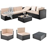 Pamapic 7 Pieces Outdoor Sectional Furniture，Wicker Patio sectional Furniture Sets，All-Weather Rattan Sectional Sofa Conversation Set with Coffee Table and Washable Couch Cushions Covers