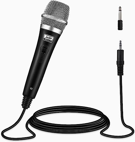 Moukey Karaoke Microphone, Dynamic Microphone with 13 ft Cable, Metal Handheld Cardioid Wired Mic, XLR Microphone for Singing, Compatible w/Karaoke Machine/PA System/Amp/Mixer, Black