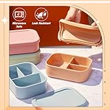 Layhit 4 Pcs Silicone Bento Box Reusable 3 Compartment Silicone Bento Lunch Container for Adults Microwave Dishwasher Freezer Safe (Dark Colors)