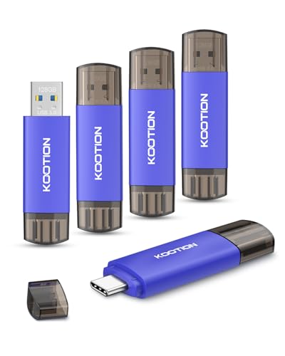 128GB USB C Flash Drive 5-Pack, KOOTION 2-in-1 Type-C Flash Drive USB-A&USB-C 3.0 Dual Drive OTG, Thumb Drive Memory Stick for Android Smartphone/Tablet/PC