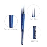 Precision Titanium Alloy Tweezers for Electronics Repair Non-magnetic Non-slip Jump Wire Microscope Tweezers for Micro Soldering Work PCB Motherboard Repair (Curved Tip)