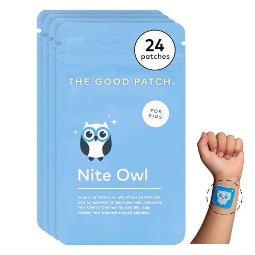 The Good Patch Nite Owl Patch, Natural Sleep Patch Support for Kid Bedtime with Tart Cherry, Chamomile, and Skullcap, Plant Powered, Sustained Release (24 Total Patches)