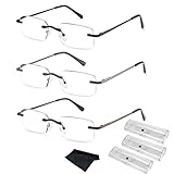 HIYANJN Frameless Reading Glasses Blue Light Blocking Rimless Computer Reader For men Lightweight Eyeglasses(3-Pack,2.00