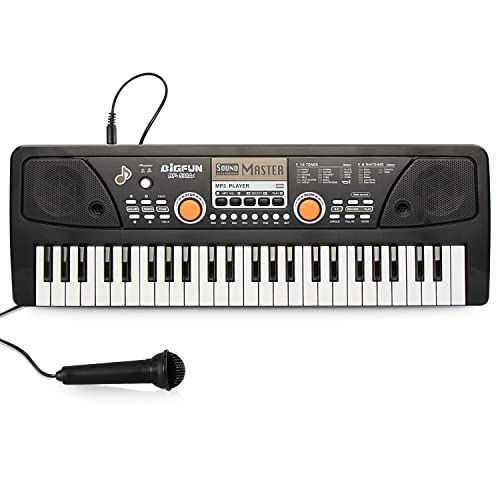 Raimy Piano Keyboard for Kids 49 Keys Portable Keyboard Piano Early Learning Educational Electronic Musical Instrument Toys Gifts for 3 4 5 6 7 8 9 Year Old Boys and Girls (Black)