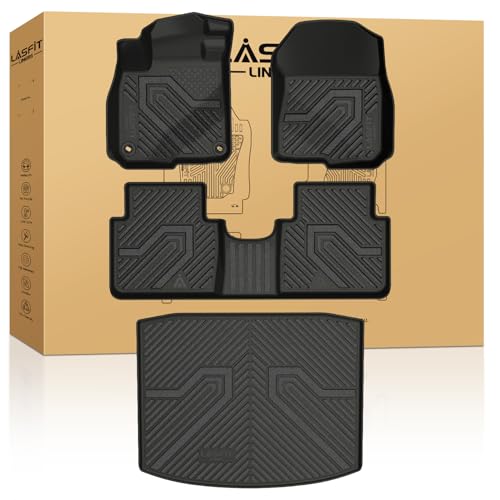 LASFIT Floor Mats & Trunk Mat for Honda CR-V 2017-2022 (NOT for Hybrid), All Weather Protection TPE Floor Liners 1st & 2nd Row & Cargo Mat in Lower Position Full Set, Black