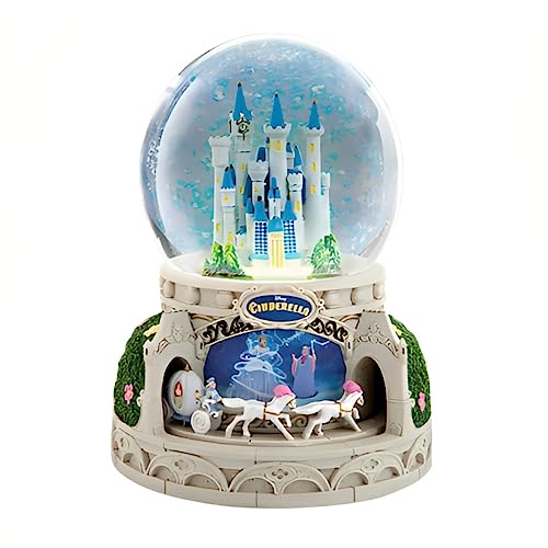 The Bradford Exchange Cinderella Illuminated Rotating Glitter Globe Enchanting Transformation Scene with Castle Pumpkin Carriage and Music Officially Licensed Collectible 7-inches